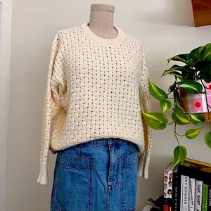 Madewell Basketweave-Stitch Sweater Size XS in Antique Cream